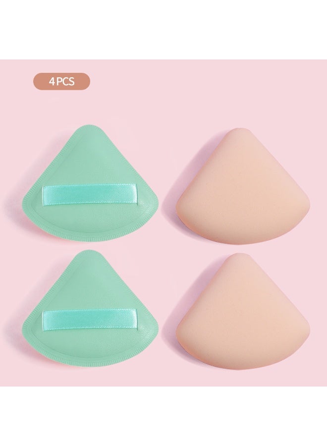 MAANGE طقم إسفنجات مكياج مثلثية من 4 قطع - إسفنجة أساس ناعمة وقابلة لإعادة الاستخدام للبودرة السائبة، للاستخدام الرطب/الجاف (وردي/أبيض) - Image 1