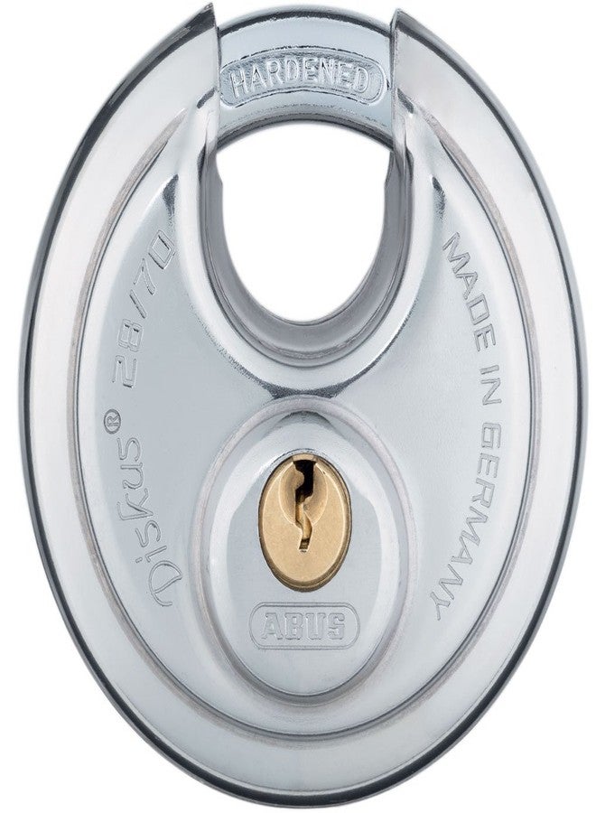 ABUS 28/70 Diskus Hardened Steel Storage Padlock with 2 Keys for Storage, Transport, and Home, 2.75in (70mm) Wide, Keyed Different - Image 1