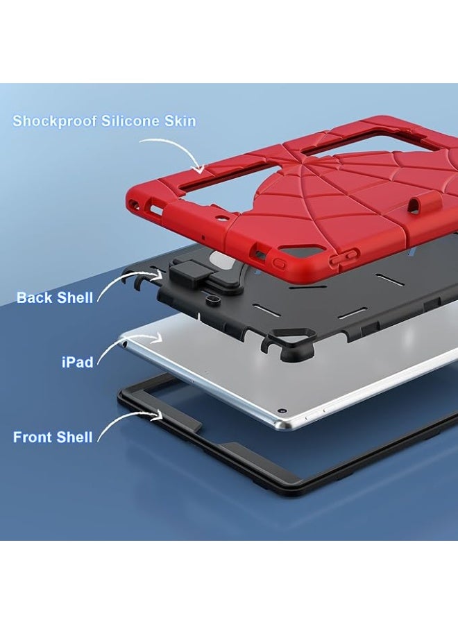 حافظة لجهاز iPad مقاس 10.2 بوصة من الجيل السابع والثامن والتاسع (2019/2020/2021) حافظة iPad حافظة مزدوجة الحماية حامل ظهر ناعم من السيليكون مع حامل قلم Apple Pencil وحزام كتف للأطفال - Image 4