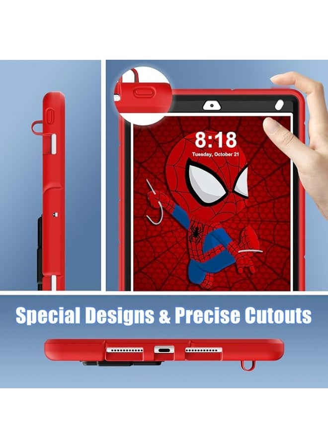 حافظة لجهاز iPad مقاس 10.2 بوصة من الجيل السابع والثامن والتاسع (2019/2020/2021) حافظة iPad حافظة مزدوجة الحماية حامل ظهر ناعم من السيليكون مع حامل قلم Apple Pencil وحزام كتف للأطفال - Image 5