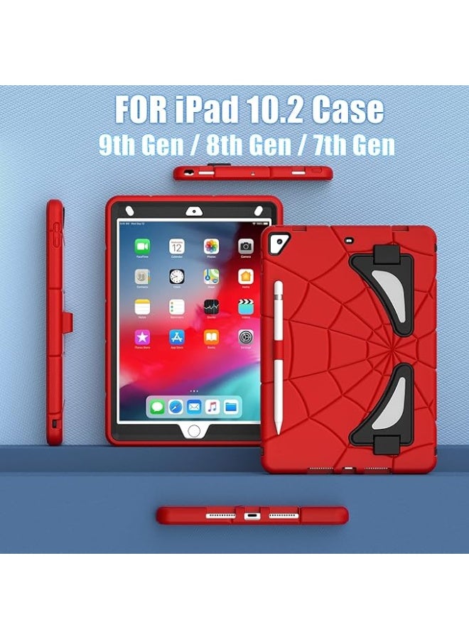 حافظة لجهاز iPad مقاس 10.2 بوصة من الجيل السابع والثامن والتاسع (2019/2020/2021) حافظة iPad حافظة مزدوجة الحماية حامل ظهر ناعم من السيليكون مع حامل قلم Apple Pencil وحزام كتف للأطفال - Image 2