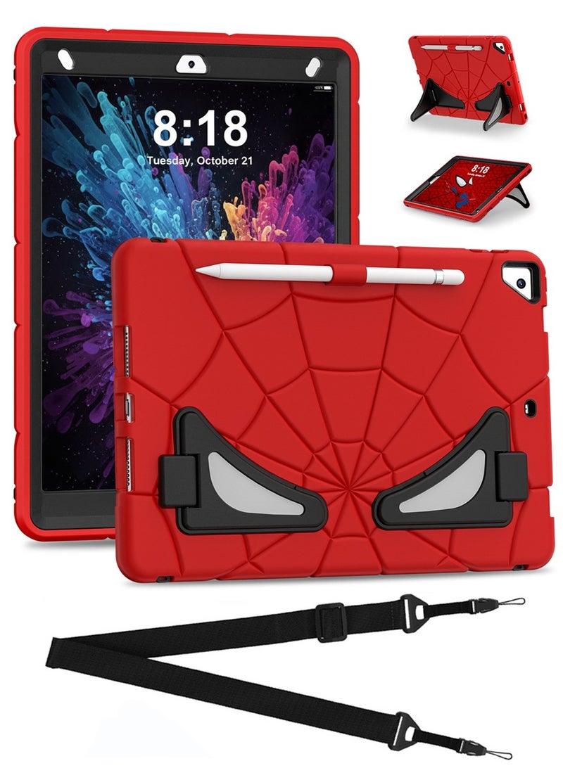 حافظة لجهاز iPad مقاس 10.2 بوصة من الجيل السابع والثامن والتاسع (2019/2020/2021) حافظة iPad حافظة مزدوجة الحماية حامل ظهر ناعم من السيليكون مع حامل قلم Apple Pencil وحزام كتف للأطفال - Image 1