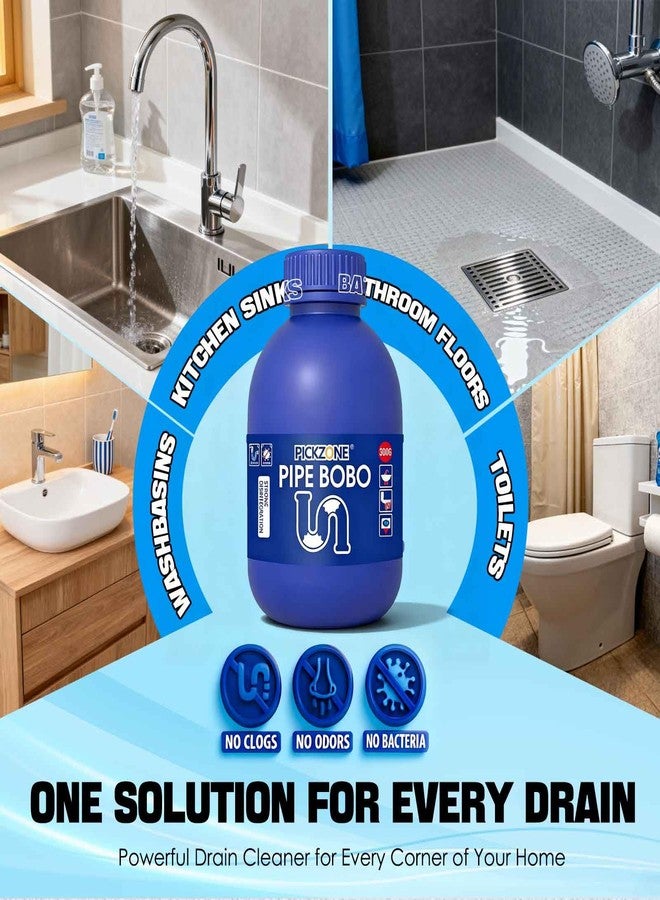 PICKZONE Pipe Bobo Drain Cleaner, 300g, Professional Strength Pipe Dredging Formula for Kitchen Sinks, Shower Drains, Tubs, Dissolves Blockages (1Pcs) - Image 3