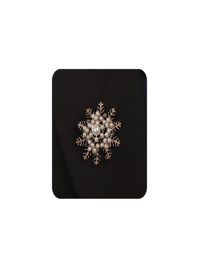 Rumtock Pearl Beads Gold Snowflake Brooch Pin for Christmas Winter Holiday Suit Dress Vintage Jewelry - Image 1