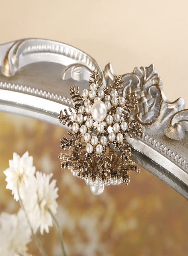 Rumtock Pearl Beads Gold Snowflake Brooch Pin for Christmas Winter Holiday Suit Dress Vintage Jewelry - Image 5