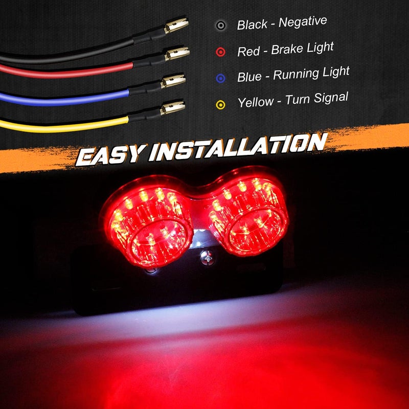 NTHREEAUTO LED Motorcycle Tail Light Integrated Brake Turn Signals License Plate Lights Universal Rear Taillight Compatible with Honda Kawasaki Yamaha Suzuki Bobber Cruiser Chopper Cafe Racer - Image 4