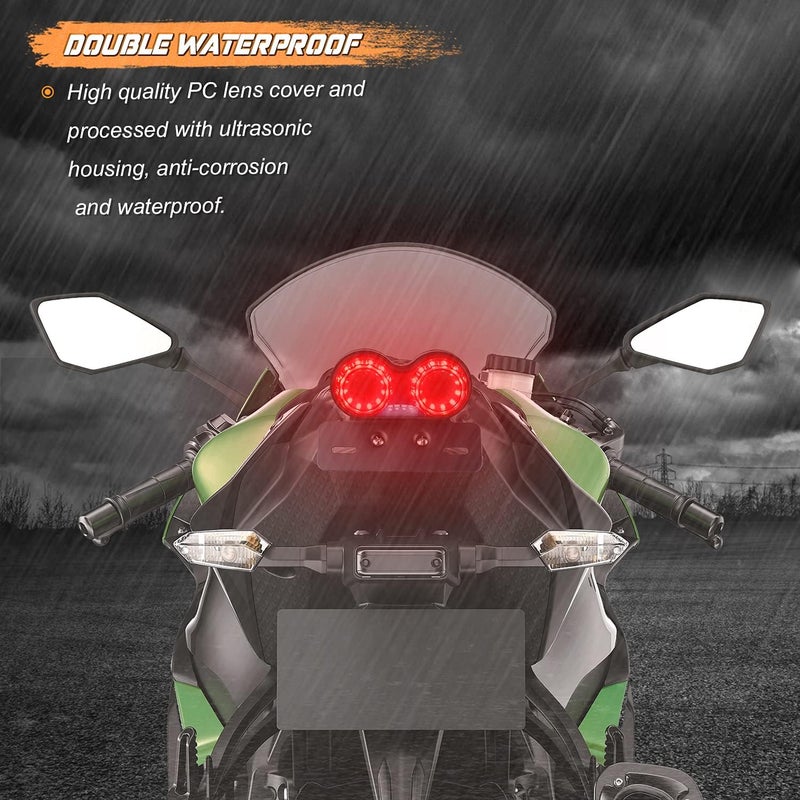 NTHREEAUTO LED Motorcycle Tail Light Integrated Brake Turn Signals License Plate Lights Universal Rear Taillight Compatible with Honda Kawasaki Yamaha Suzuki Bobber Cruiser Chopper Cafe Racer - Image 5