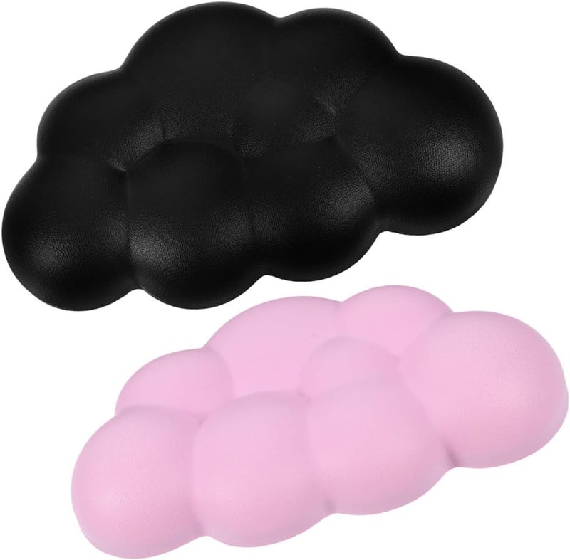MAGICLULU 2pcs Keyboard Wrist Support Cloud Cushion Set, Non-Slip Elastic Wrist Rest Pads for Office and Home Typing Comfort, Soft Supple Hand Support Mat in Black and Pink - Image 1
