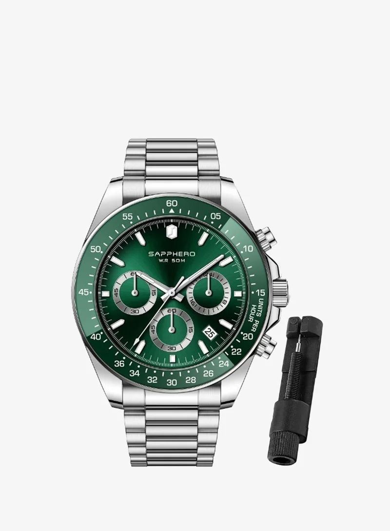 Sapphero SAPPHERO Mens Watches Analog Quartz Chronograph Stainless Steel Watches for Men 50M Waterproof Men's Wrist Watches with Calendar Luxury Business Work Casual Watch Elegant Gifts for Men
