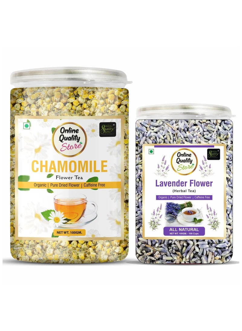 Online Quality Store Combo Pack of Chamomile Flower Tea 100g Lavender Tea 100g  Chamomile Tea and Lavender Herbal Tea Boost Immunity Detox Tea Sleep Tea and Stress Relief  - Image 1