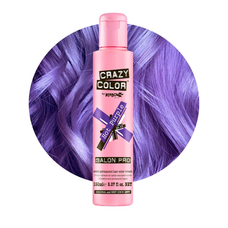 Crazy Color Crazy Color Salon Pro Semi Permanent Hair Color  62 Hot Purple Hair Color Women 507 oz