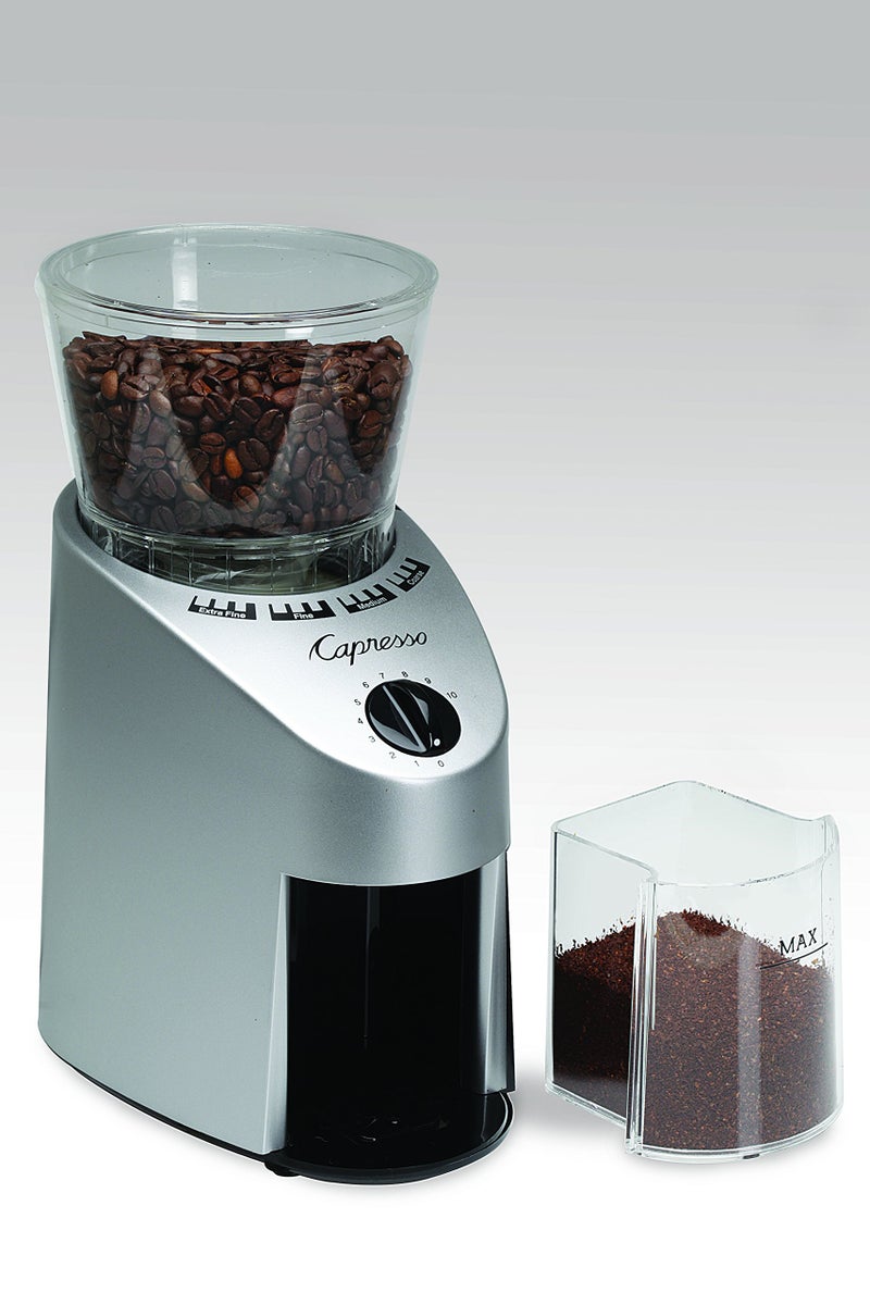 Capresso 560Infinity Conical Burr Grinder, Brushed Silver, 8.5-Ounce - Image 3