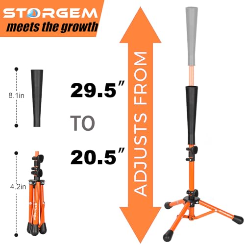 Storgem Baseball and Softball TeeBatting Tee for KidsBaseball Tees for HittingT Ball Training StandEasy Height Adjustment - Image 3