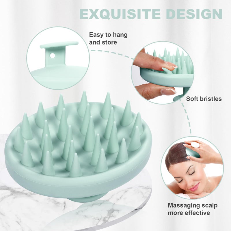 Meartchy Silicone Scalp Massager, Scalp Scrubber for Hair Growth with Soft Bristles, Scalp Exfoliator Brush Dandruff Removal Shampoo Brush for Wet Dry Scalp Care (Mint Green) - Image 3