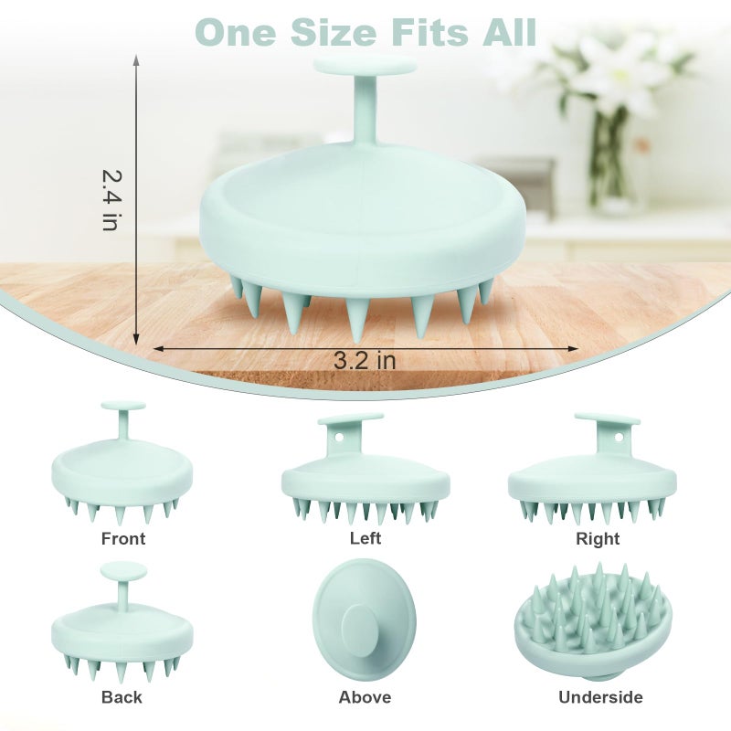 Meartchy Silicone Scalp Massager, Scalp Scrubber for Hair Growth with Soft Bristles, Scalp Exfoliator Brush Dandruff Removal Shampoo Brush for Wet Dry Scalp Care (Mint Green) - Image 2