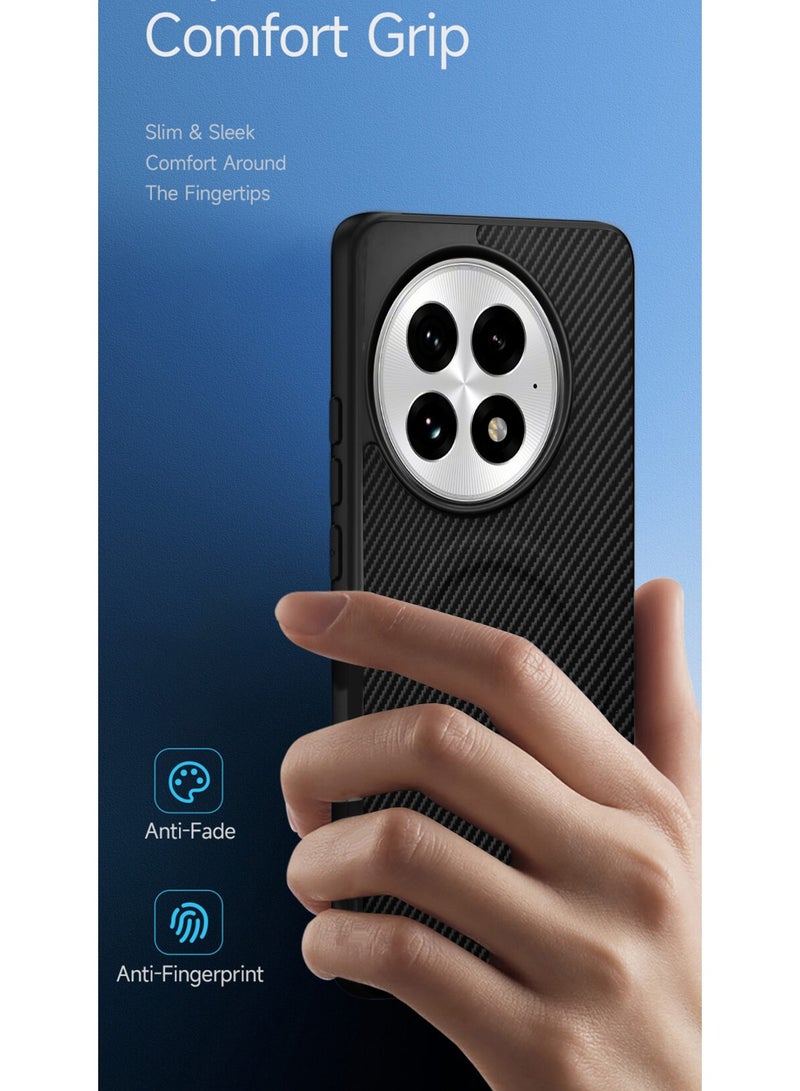 Wtech OnePlus 13 5G 2024 Soft Silicone Carbon Fiber Magsafe Protective Back Case Cover (MCFPSN) - Black - Image 2