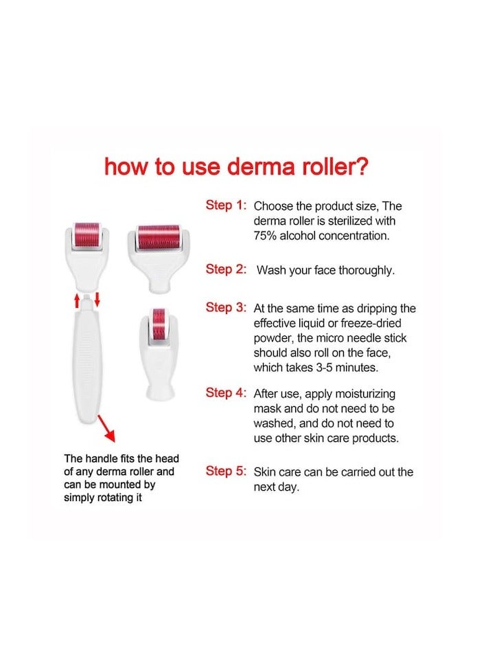 MXU 4-in-1 Meso Derma Roller Kit – Microneedle Skin Therapy Tool with Replaceable Heads (0.5mm, 1.0mm, 1.5mm) – For Eye Area, Fine Lines, Scars, Stretch Marks, and Skin Rejuvenation – Facial & Body Use - Image 2