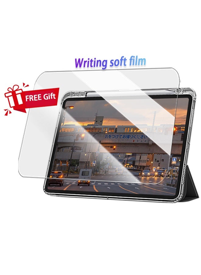 iPad 11th Generation Case (A16 2025) And iPad 10th Generation 10.9 Inch Case, Slim Smart Cover With Pen Slot, iPad A16 Case Tpu Transparent Tri-Fold Stand Smart Wake-Up/ AED 23 Gift Set Anti-Glare Protective Film- Black - Image 2