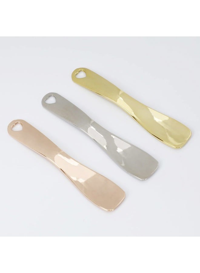 Meisuitd 3 PCS Metal Cosmetic Spoon, Zinc Alloy Mini Skincare Spatula, Mask Spatula Facial Cream Facial Cosmetic Spoon Beauty Scoop (Silver Gold Rose Gold) - Image 4