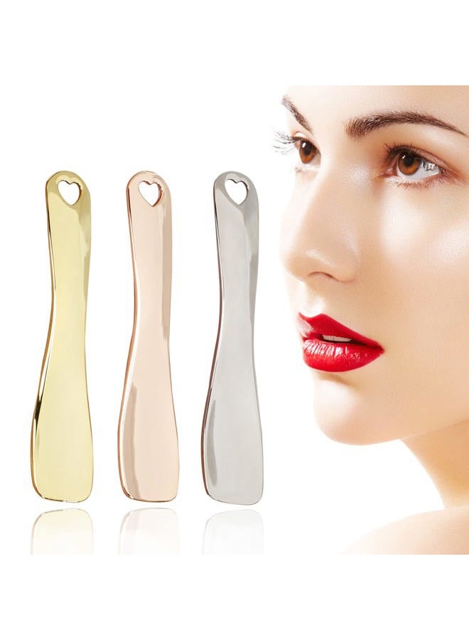 Meisuitd 3 PCS Metal Cosmetic Spoon, Zinc Alloy Mini Skincare Spatula, Mask Spatula Facial Cream Facial Cosmetic Spoon Beauty Scoop (Silver Gold Rose Gold) - Image 1