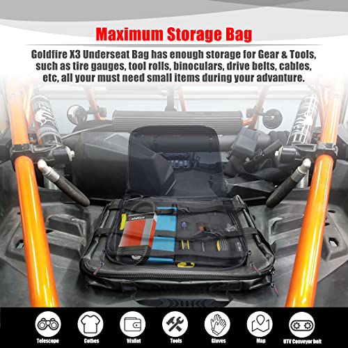 Goldfire Storage Bags Center Under Seat Gear Bag Tool Orangizers for Can-Am Maverick X3 2017-2025, Maverick X3 Accessories (Part#715004277) (Black) - Image 2