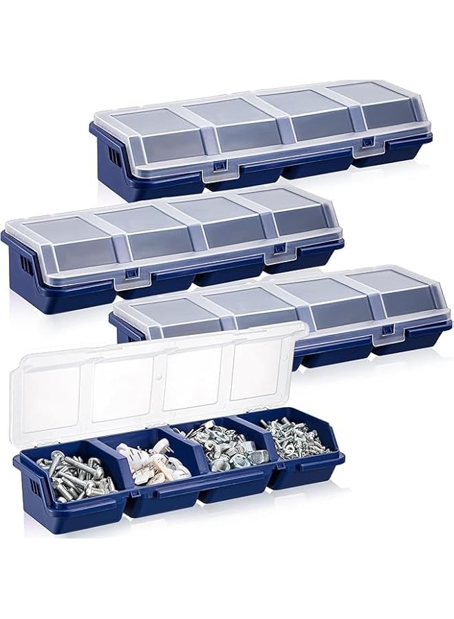 S-TOP 4 Pack Screw Organizer Box with Lids, 4 Compartments Tool Bin Divider - Image 1