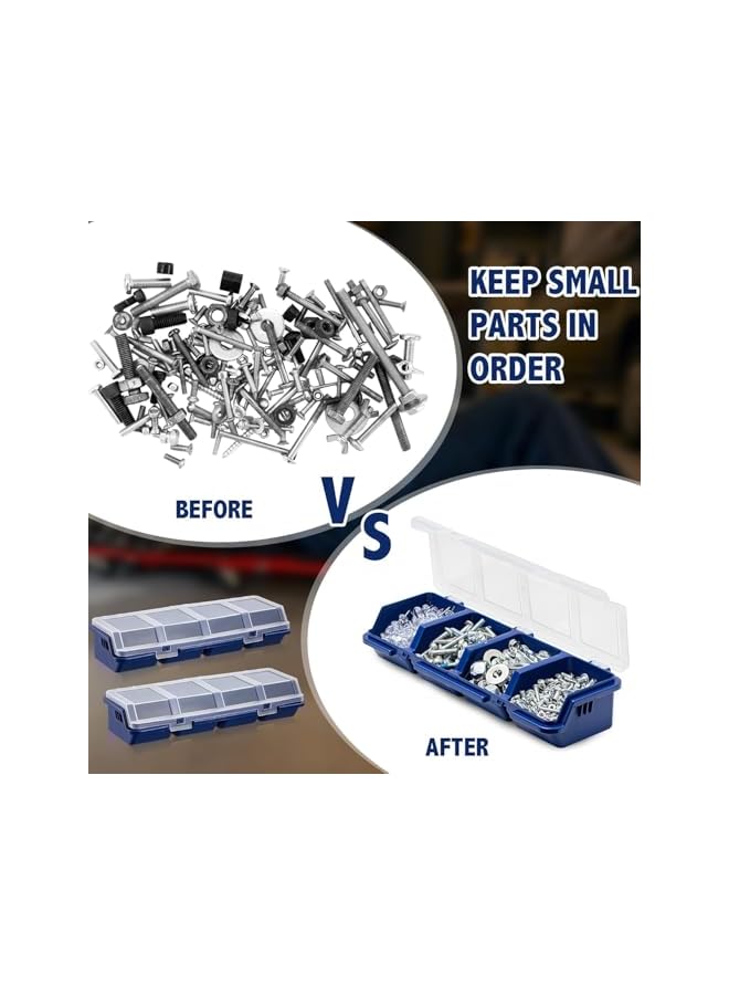 S-TOP 4 Pack Screw Organizer Box with Lids, 4 Compartments Tool Bin Divider - Image 3