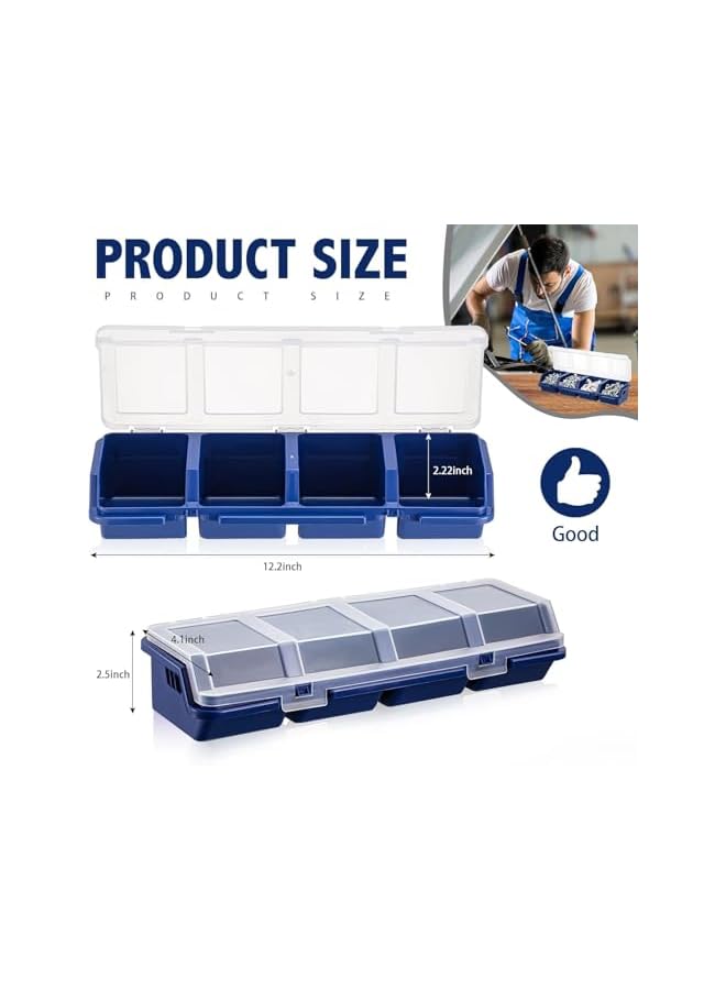S-TOP 4 Pack Screw Organizer Box with Lids, 4 Compartments Tool Bin Divider - Image 2