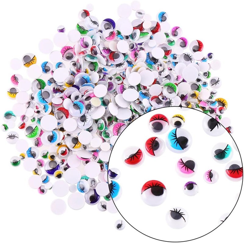 CCINEE 500 Pieces 6-12 mm Wiggle Eyes Multi Color Googly Eyes with Self Adhesive Eyelash Googly Eyes for Craft Making - Image 3