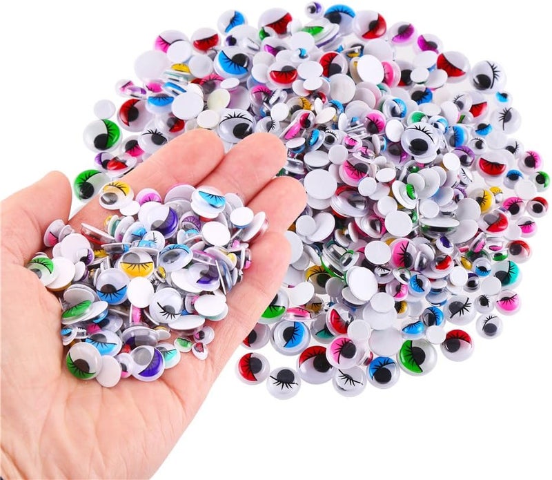 CCINEE 500 Pieces 6-12 mm Wiggle Eyes Multi Color Googly Eyes with Self Adhesive Eyelash Googly Eyes for Craft Making - Image 2