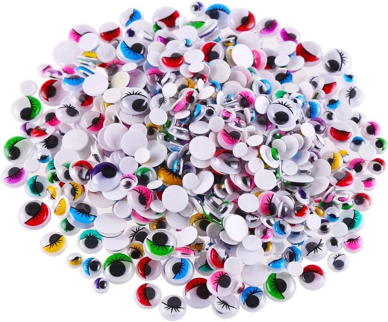 CCINEE 500 Pieces 6-12 mm Wiggle Eyes Multi Color Googly Eyes with Self Adhesive Eyelash Googly Eyes for Craft Making - Image 1
