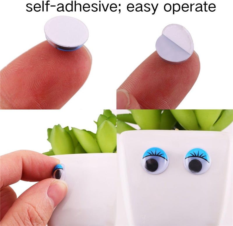 CCINEE 500 Pieces 6-12 mm Wiggle Eyes Multi Color Googly Eyes with Self Adhesive Eyelash Googly Eyes for Craft Making - Image 4