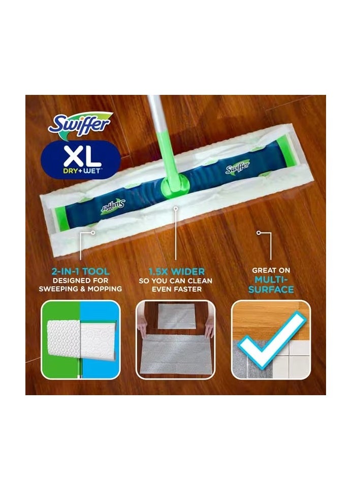 Swiffer 2-in-1 X-Large Sweeper Kit, Multi-Surface Kit for Floor Cleaning, includes - 10 Refills, 7 Dry Cloths, 3 Wet Pads.