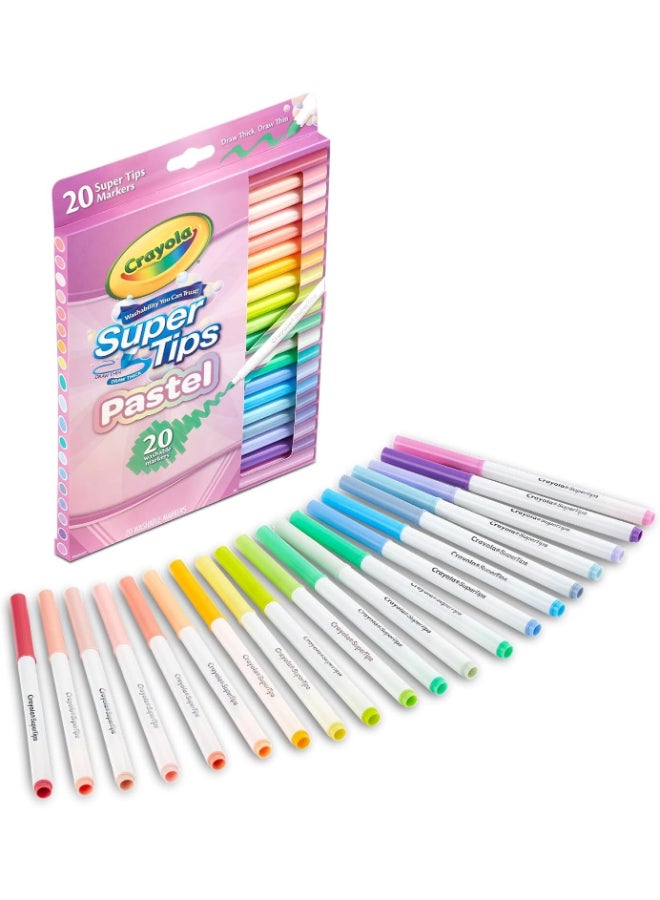 Crayola أقلام ماركر قابلة للغسل، نصائح سوبر، 20 قطعة - Image 1