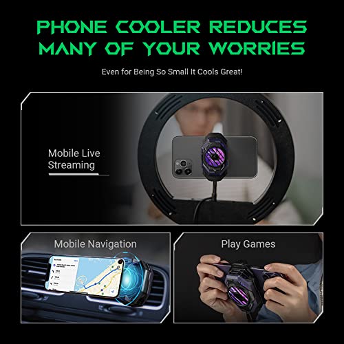 Black Shark Phone Cooler, Cell Phone Cooler FunCooler 3 Pro Radiator with Sleep Timer and Smart Fan Speed Settings Function for iOS/Android (2.63-3.46 Inches) Semiconductor Heatsink Cooling - Image 3