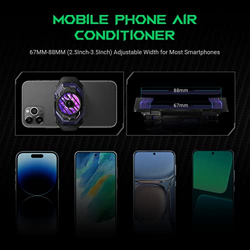Black Shark Phone Cooler, Cell Phone Cooler FunCooler 3 Pro Radiator with Sleep Timer and Smart Fan Speed Settings Function for iOS/Android (2.63-3.46 Inches) Semiconductor Heatsink Cooling - Image 2