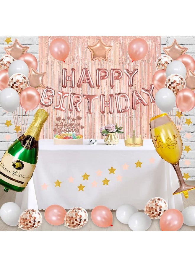 Fancy Partyshop 61St Birthday Decorations Rose Gold Happy Birthday Banner And Sash With Number 61 Balloons Latex Confetti Balloons Ideal For Girl And Women 61 Years Old Birthday Rose Gold  - Image 3