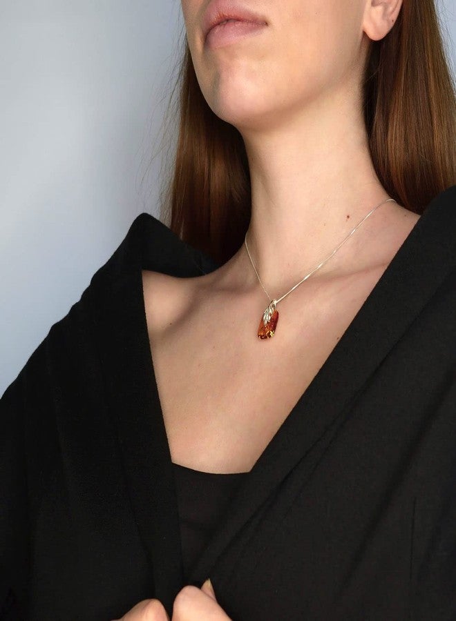 هوليداي غفت شوب مجوهرات العنبر من HolidayGiftShops للنساء - قلادة من الفضة الإسترليني المعتمدة من GIA وعنبر العسل البلطيقي على شكل سرخس، تتضمن سلسلة من الفضة الإسترليني عيار 925 - مجموعة مجوهرات من الفضة الإسترليني، صنع في بولندا - Image 3