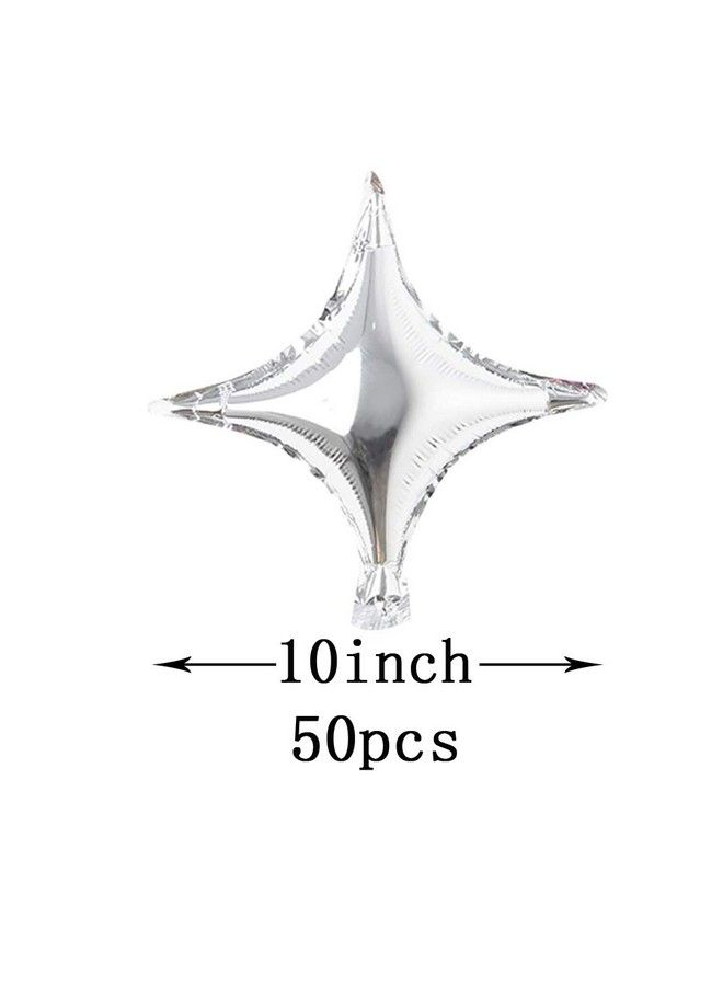 AnnoDeel 50 Pcs 10 Inch Star Foil Balloons, Silver Star Foil Balloons Pink Party Mylar Balloon For Baby Shower Wedding Birthday Decoration - Image 3