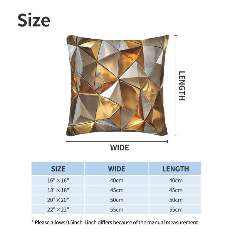 Droerfes Geometry Gold Throw Pillow Covers Set of 2 Couch Pillow Case Decoration Cushion Covers for Sofa Home Living Room Bedroom Outdoor 18X18 Inch - Image 3