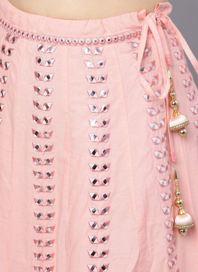 أيه كيه إس بيتش وأخضر مطرز لينجا تشولي مع دوباتا للنساء - Image 3