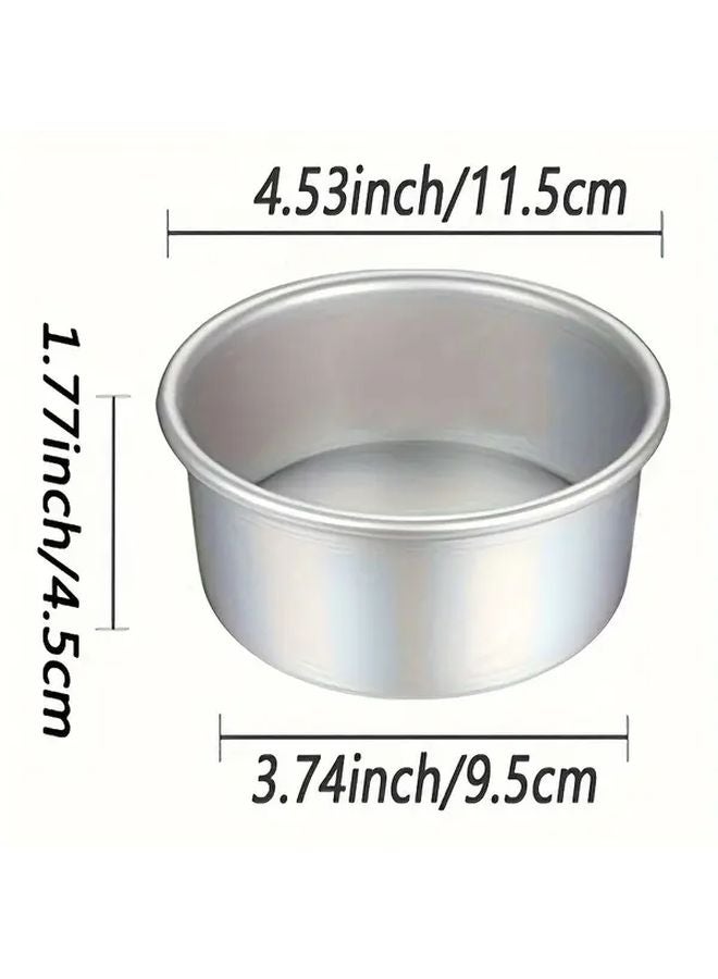 Silvery Non Stick 4 Inch Round Cake Pan Aluminum Baking Mold 1pc - Image 1