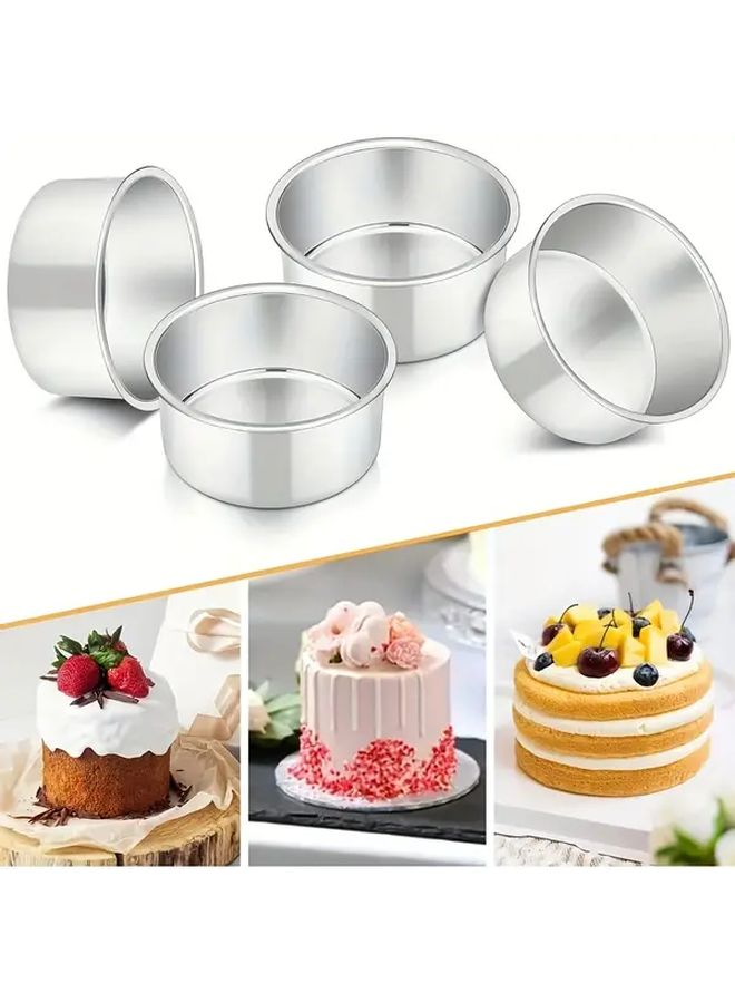 Silvery Non Stick 4 Inch Round Cake Pan Aluminum Baking Mold 1pc - Image 2
