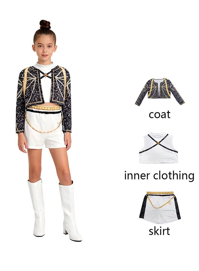 Halamodo 3 جهاز كمبيوتر شخصي K-POP شيطان صياد فتاة مجموعة رومي ميرا زوي كوسبلاي زي مجموعة، المغني الشعبي مطرزة أداء الملابس، الفتيات الرقص المسرح أداء الملابس مجموعة، لعب الأدوار حزب زي، مناسبة لأداء المسرح، الحفلات الموضوعية، عروض المواهب وغيرها من المناسبات، للأعمار 3-10 أزياء الأطفال - Image 1