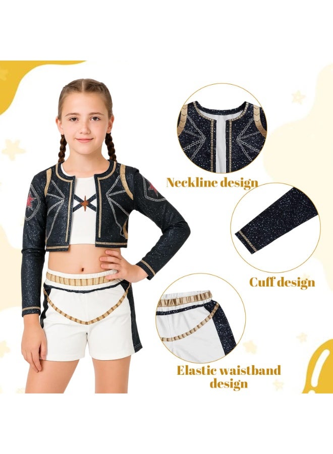 Halamodo 3 جهاز كمبيوتر شخصي K-POP شيطان صياد فتاة مجموعة رومي ميرا زوي كوسبلاي زي مجموعة، المغني الشعبي مطرزة أداء الملابس، الفتيات الرقص المسرح أداء الملابس مجموعة، لعب الأدوار حزب زي، مناسبة لأداء المسرح، الحفلات الموضوعية، عروض المواهب وغيرها من المناسبات، للأعمار 3-10 أزياء الأطفال - Image 2