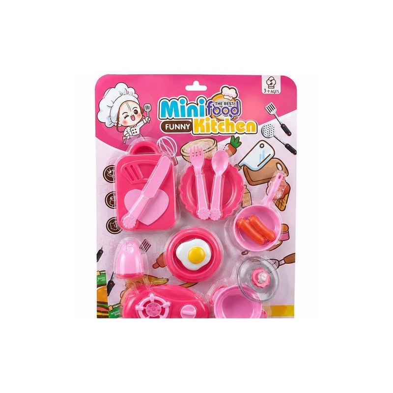 Creative Role Play: Mini Funny Kitchen Toy Playset for Girls, Pink Pretend Play Cooking Set with Pots, Pans, and Utensils - Image 2