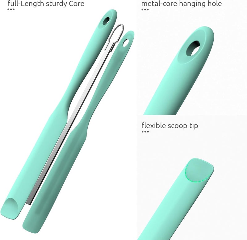 UTaste Silicone Jar Spatula for Sourdough Starter: Long Skinny Food-Grade Jam Spreader, Sturdy Stirring Stick Bowl Scraper with Flexible Spoon Tip, Mixing Icing Tool, Peanut Butter Knife (Aqua Sky) - Image 5