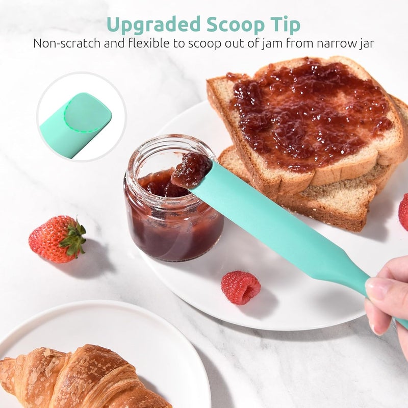 UTaste Silicone Jar Spatula for Sourdough Starter: Long Skinny Food-Grade Jam Spreader, Sturdy Stirring Stick Bowl Scraper with Flexible Spoon Tip, Mixing Icing Tool, Peanut Butter Knife (Aqua Sky) - Image 4