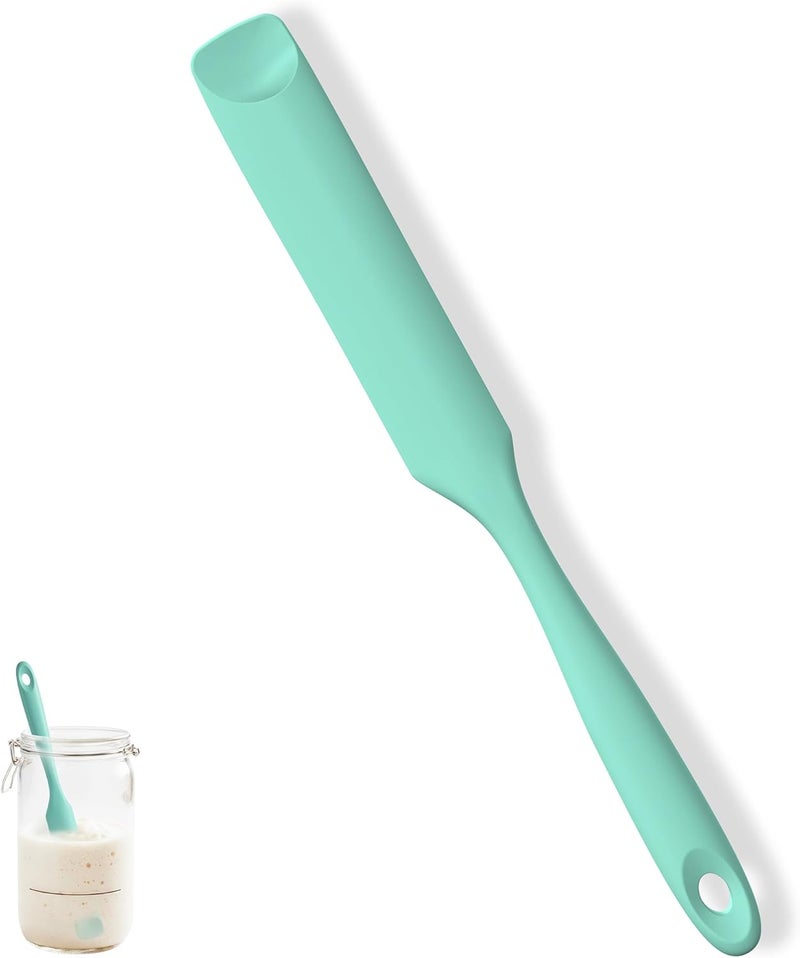 UTaste Silicone Jar Spatula for Sourdough Starter: Long Skinny Food-Grade Jam Spreader, Sturdy Stirring Stick Bowl Scraper with Flexible Spoon Tip, Mixing Icing Tool, Peanut Butter Knife (Aqua Sky) - Image 1