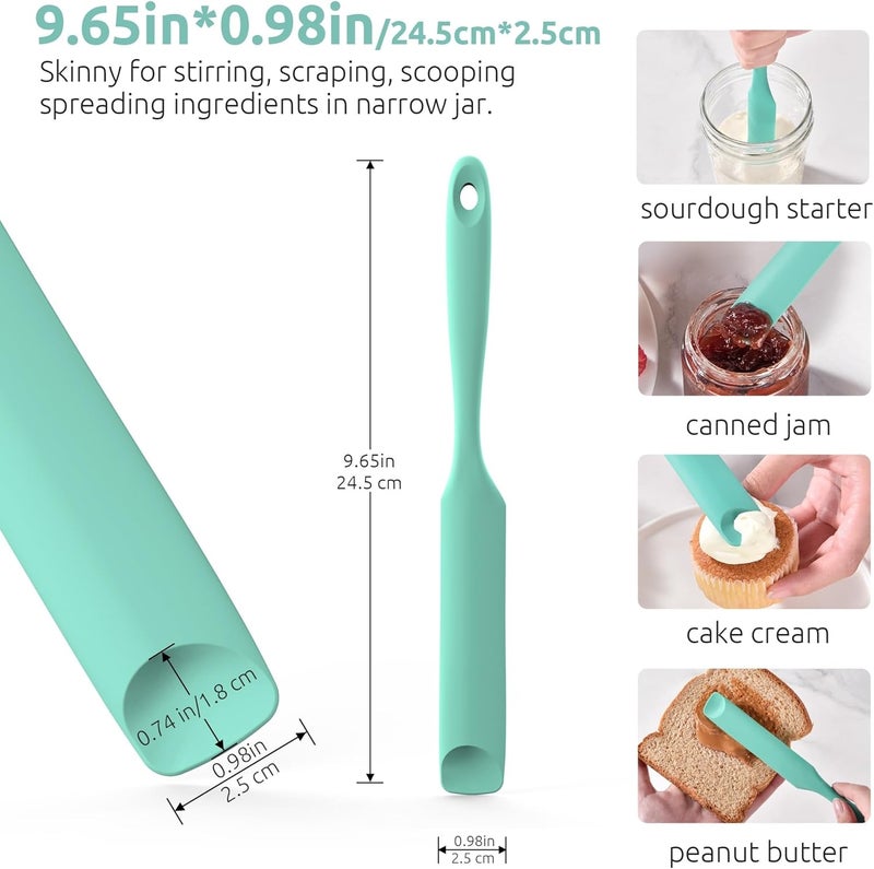 UTaste Silicone Jar Spatula for Sourdough Starter: Long Skinny Food-Grade Jam Spreader, Sturdy Stirring Stick Bowl Scraper with Flexible Spoon Tip, Mixing Icing Tool, Peanut Butter Knife (Aqua Sky) - Image 2